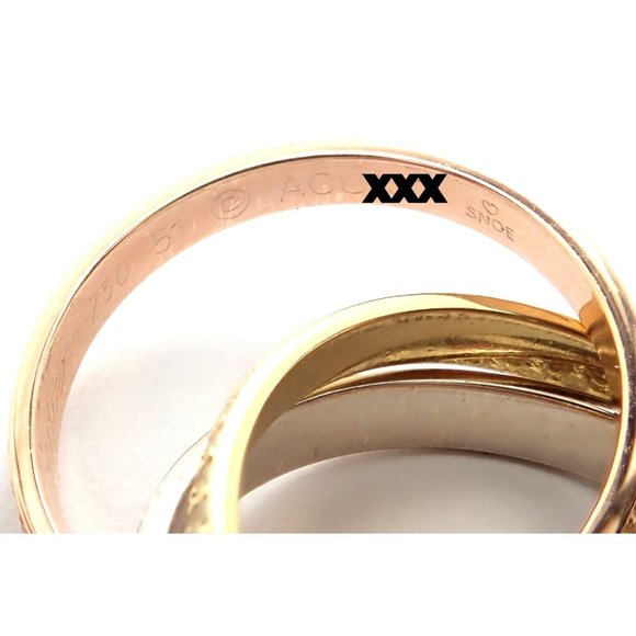 Authentic! Cartier Trinity 18k Gold Diamond Small Model Band Ring Size 51 Cert - Picture 9 of 10